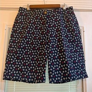 Kim Rogers Nautical Anchor Red White & Blue Bermuda Shorts Size 10